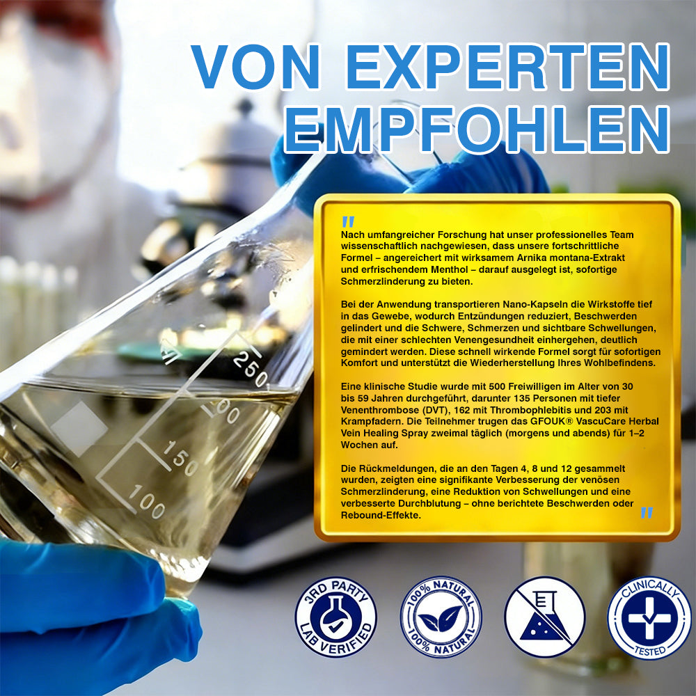 🇩🇪🎁GFOUK® VascuCare Vein Healing Spray(Entwickelt für Krampfadern, Besenreiser, tiefe Venenthrombose (TVT), chronische venöse Insuffizienz, venöse Geschwüre, Thrombophlebitis und andere venöse Beschwerden)
