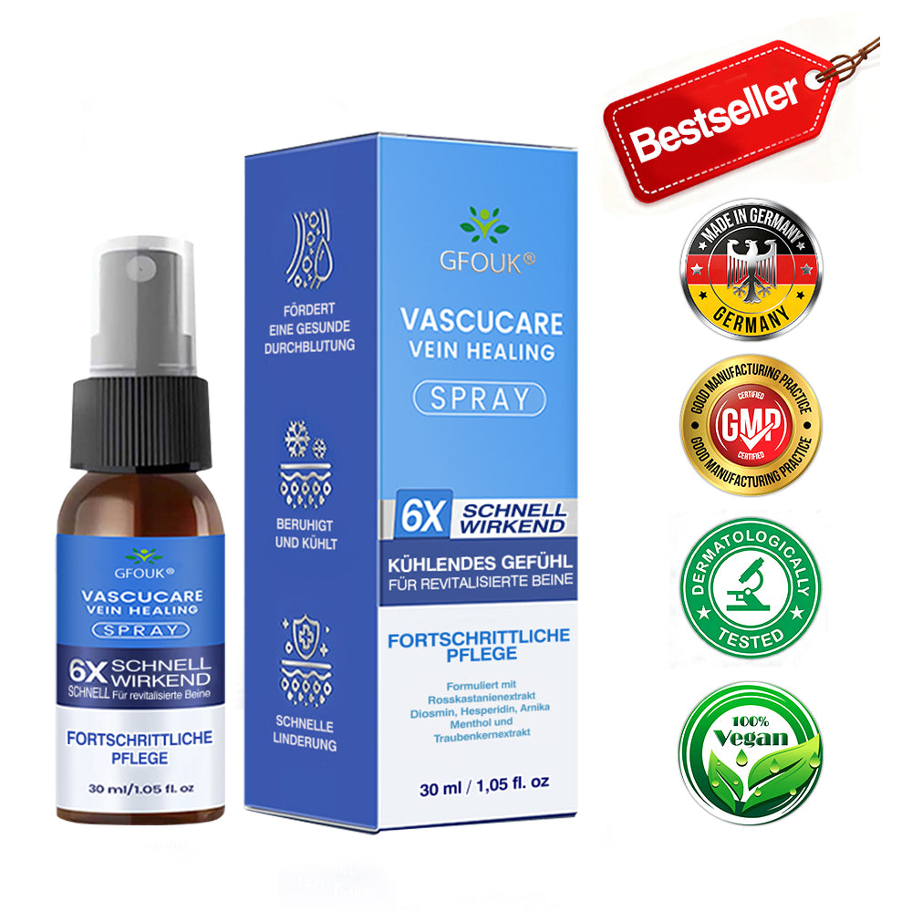 🇩🇪🎁GFOUK® VascuCare Vein Healing Spray(Entwickelt für Krampfadern, Besenreiser, tiefe Venenthrombose (TVT), chronische venöse Insuffizienz, venöse Geschwüre, Thrombophlebitis und andere venöse Beschwerden)