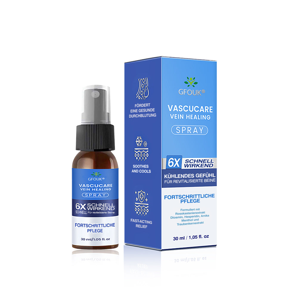 🇩🇪🎁GFOUK® VascuCare Vein Healing Spray(Entwickelt für Krampfadern, Besenreiser, tiefe Venenthrombose (TVT), chronische venöse Insuffizienz, venöse Geschwüre, Thrombophlebitis und andere venöse Beschwerden)